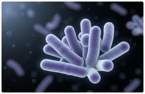 Render of Lactobacillus salivarius rod bacteria, the DentaBiome postbiotic strain linked with mouth odour compounds
